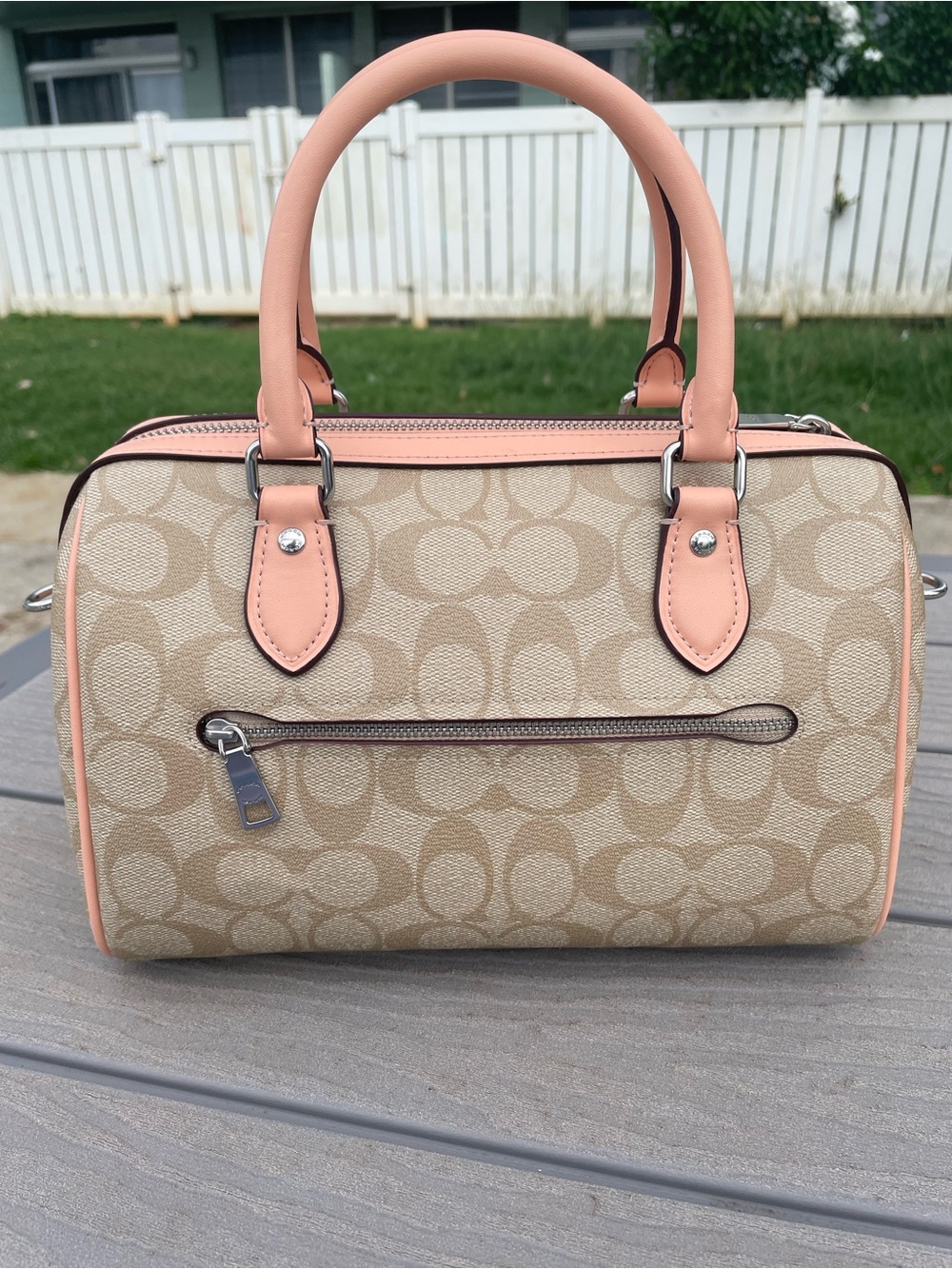 Coach Medium Peach and Beige Signature Rowen - Picture 2 of 11